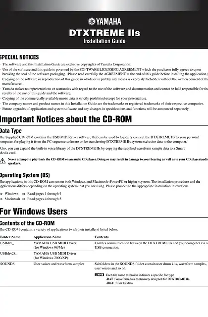 yamaha雅马哈DTXTREME IIs Installation Guide